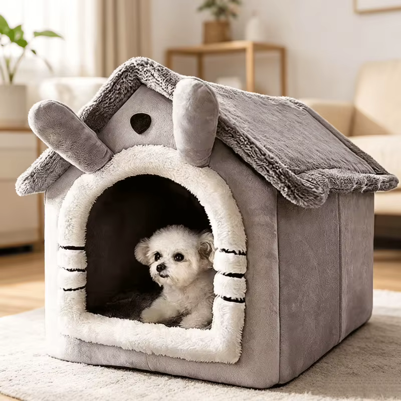 Indoor Warm Soft Pet House Bed Tent & Kennel for Dogs and Cats, All-Season Use with Removable Washable Cushion — image 1