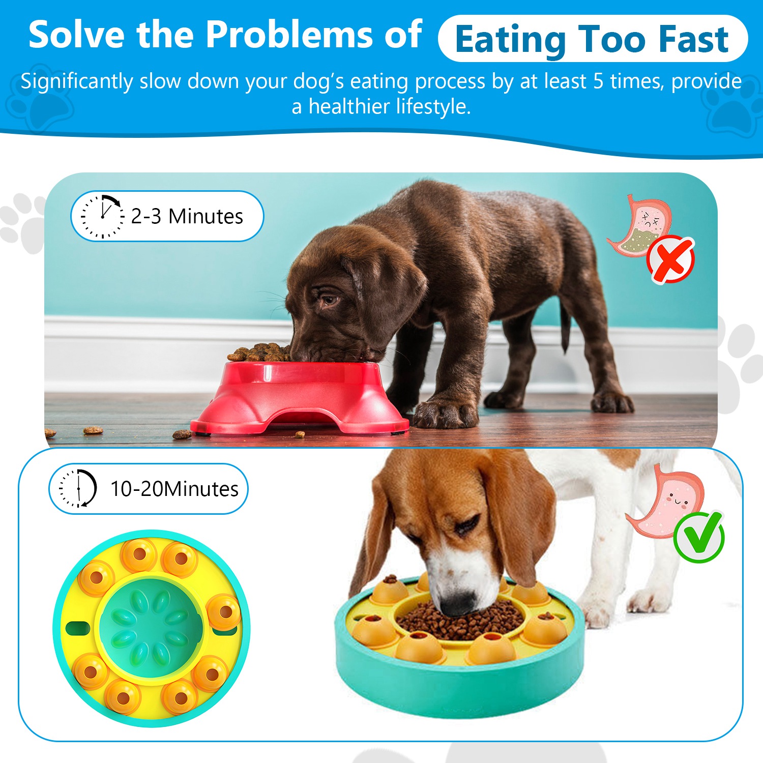 Comedero Rompecabezas para Perros, Tazón de Alimentación Lenta, Juguete Interactivo Dispensador de Premios para Entrenamiento de Inteligencia y Enriquecimiento Mental, para Perros y Gatos Pequeños, Medianos y Grandes — imagen 9