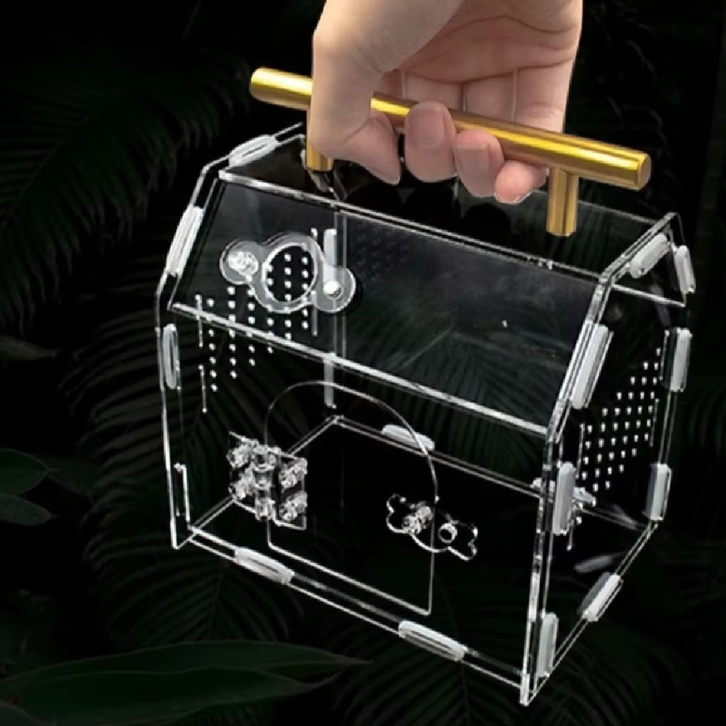 Reptile Terrarium Acrylic Portable Small Reptile Breeding Box Spider Tortoise Snail Terrarium Reptiles Pet House Cage — image 2