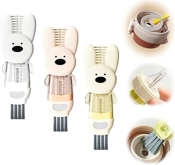 Rabbit cup lid brush four in one insulated water cup brush milk bottle pacifier cup mouth gap cleaning brush — image 3