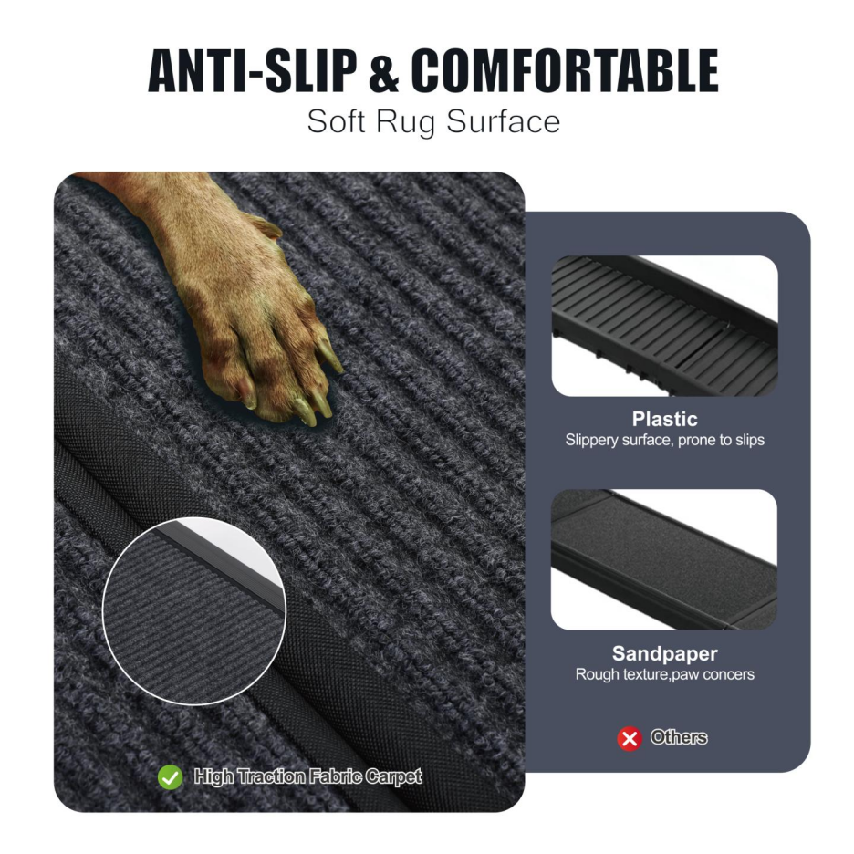 Paso para Perros de Auto 65"x17,2" - Rampas Portátiles para Cámaras y Vehículos con Superficie Antideslizante para Perros Medianos y Grandes hasta 250 lbs — imagen 11