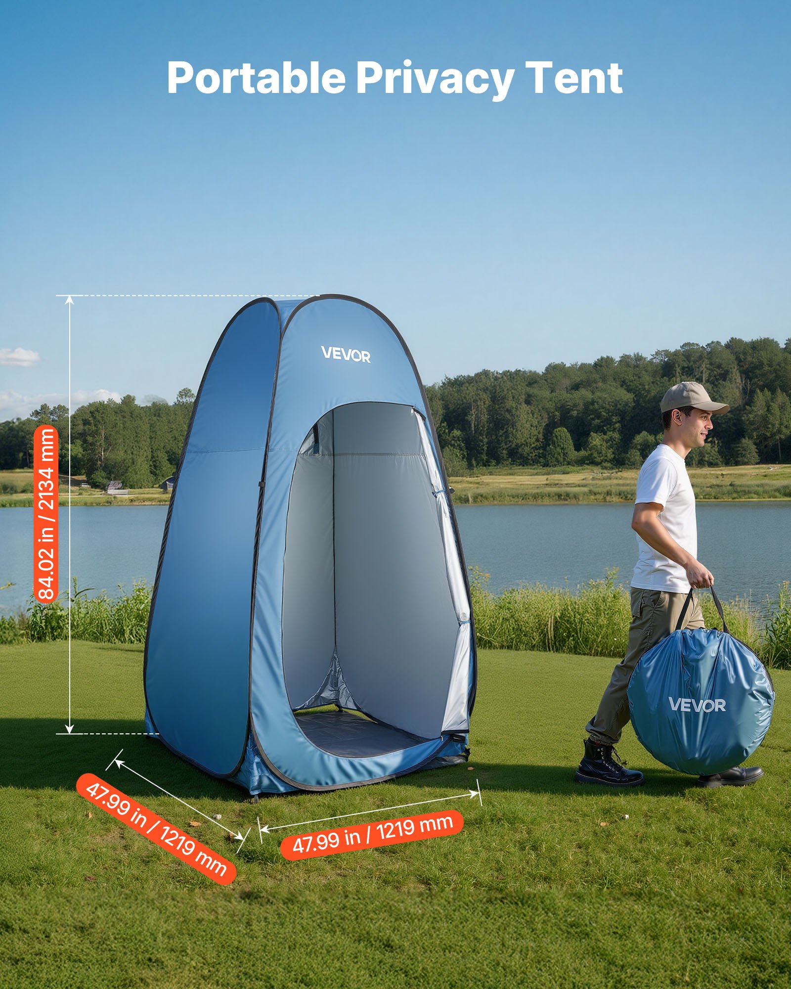Tenda de Ducha Instantánea, Privacidad Portátil con Bolsa Colgante, Estacas y Cuerdas, Bolsa de Transporte, 190T Poliéster con Recubrimiento Plateado, Configuración Rápida para Camping, Playas y Pesca — imagen 2