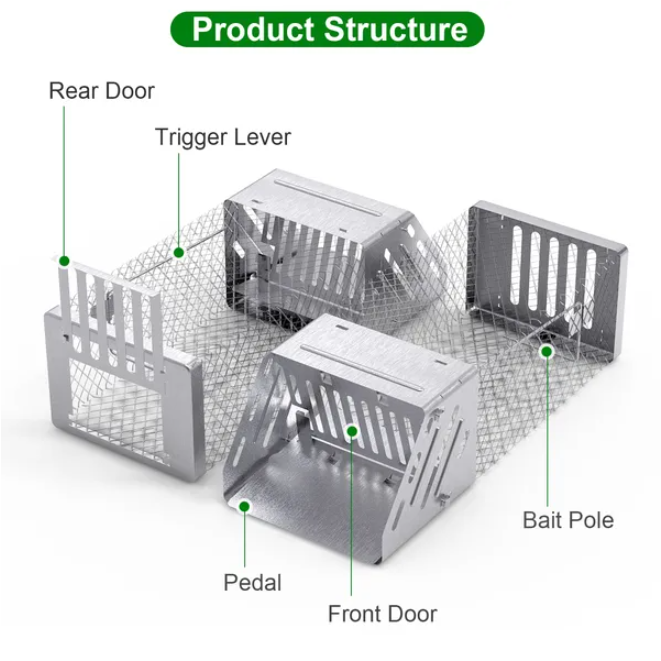 Trampa Automática de Ratas con Puerta Única Cárcel de Ratones Humana para Animales Vivos Interior y Exterior — imagen 2