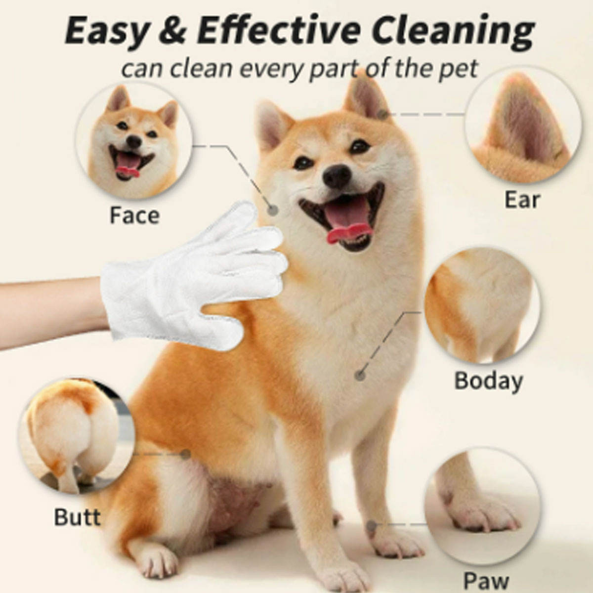 Limpieza de oídos para mascotas - toallitas de limpieza de orejas y guantes de dedo — imagen 5