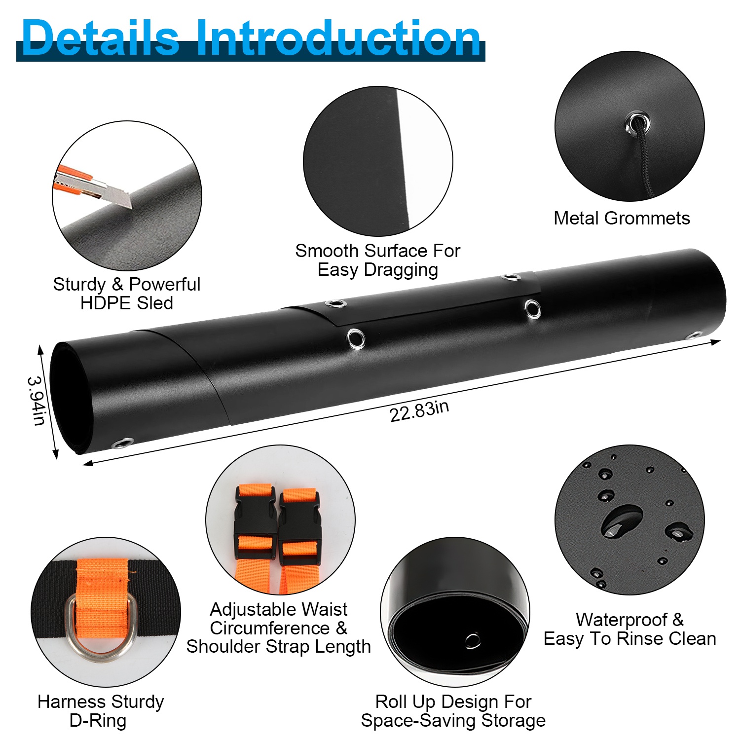 Deer Drag Sled With Dragging Harness Deer Cart Game Hauler Snow Sledding Pad Hunting Gear Supplies With 32.8FT Black Rope 16.1FT White Rope For Hunting Ice Fishing Hauling Fire Wood — imagen 5