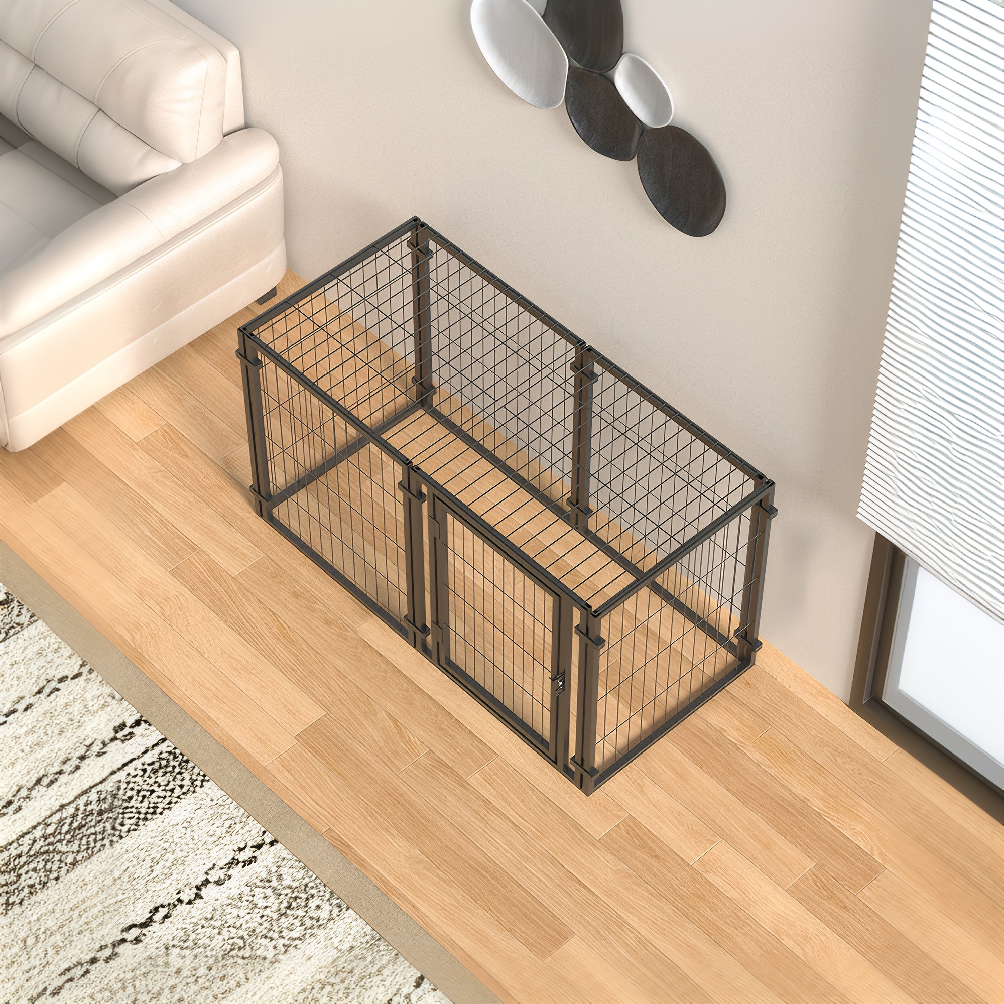 Jaula de 47.2" para perros pequeños, medianos y grandes, corral para cachorros para uso en patio, interior y exterior, jaula para mascotas (47.2"L x 23.6"An x 23.6"Al) — imagen 11