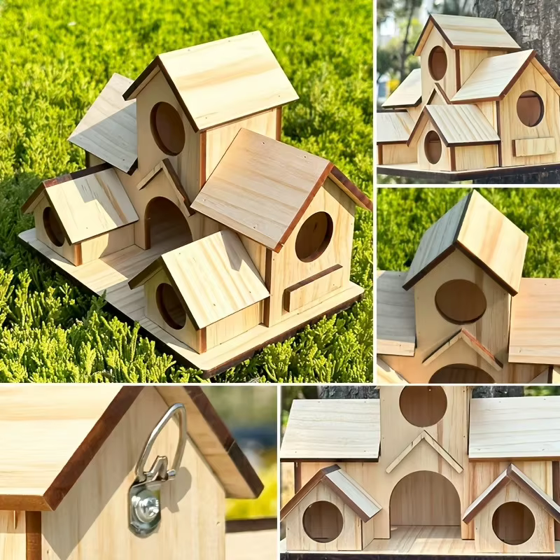Casas de Pájaros Casa Grande para Jardín Patio Trasero Decoración Manual para Mirlos, Zorzales y Cardenales Azules — imagen 2