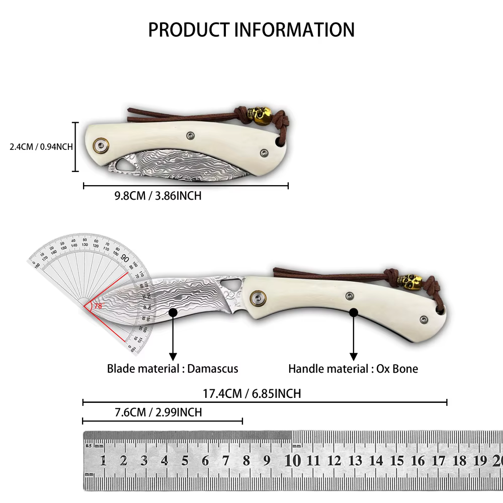 Higonokami Knife - Damascus Steel Folding Knife High-quality Compact EDC Outdoor Adventure Fishing Knives Lightweight Practical — image 6
