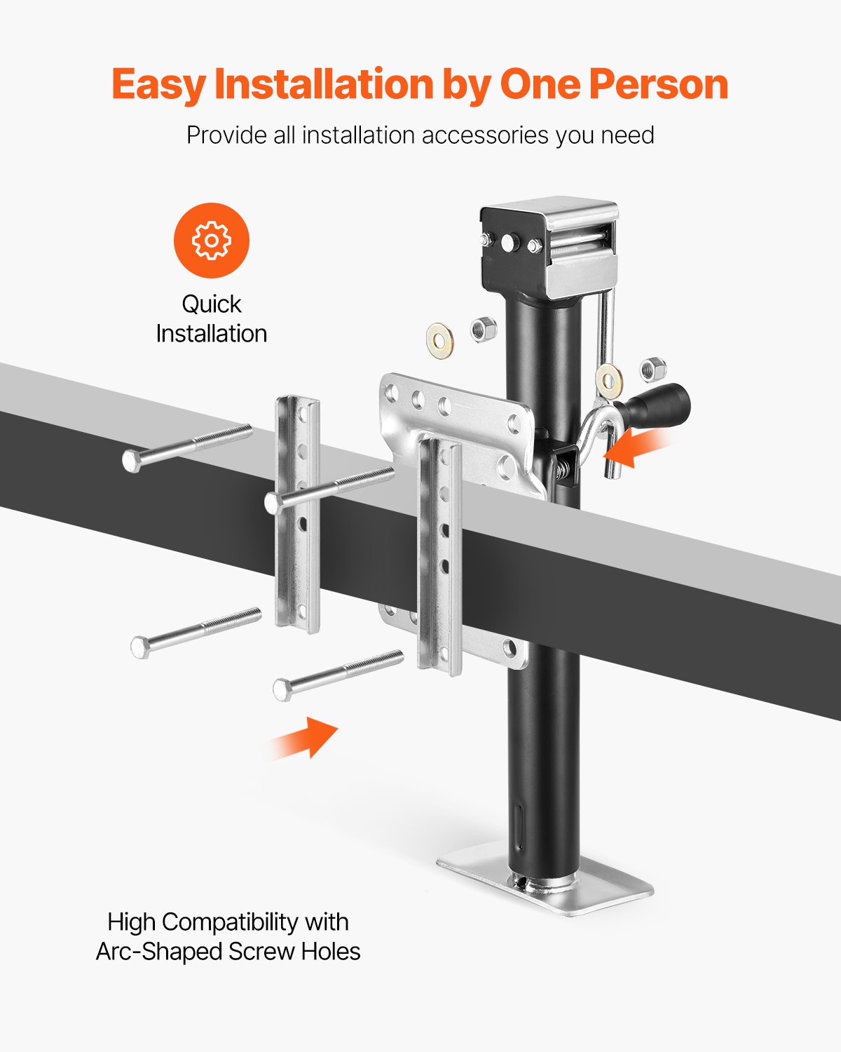 Aparato de Levantamiento para Remolques, 2500 Lbs de Carga Dinámica, Aparato de Levantamiento de Remolque de Alta Resistencia con Manija Ergonómica y Eje Giratorio, Capacidad de Viaje Vertical de 15 pulgadas, Ideal para Remolques de Caravana, Caballo, Utilitario, Camping y Yates — imagen 3