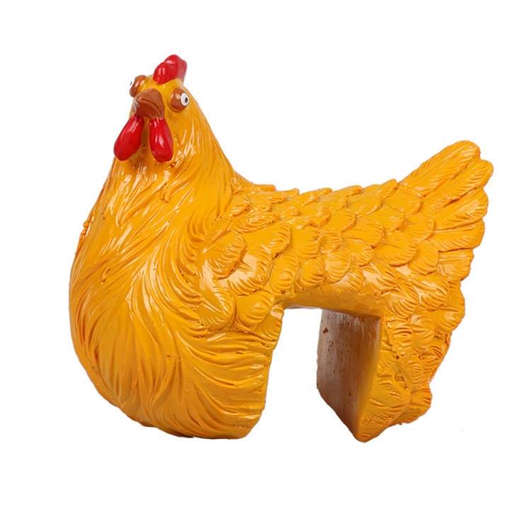 Ornamento de pollo de resina para jardín con ranura — imagen 3