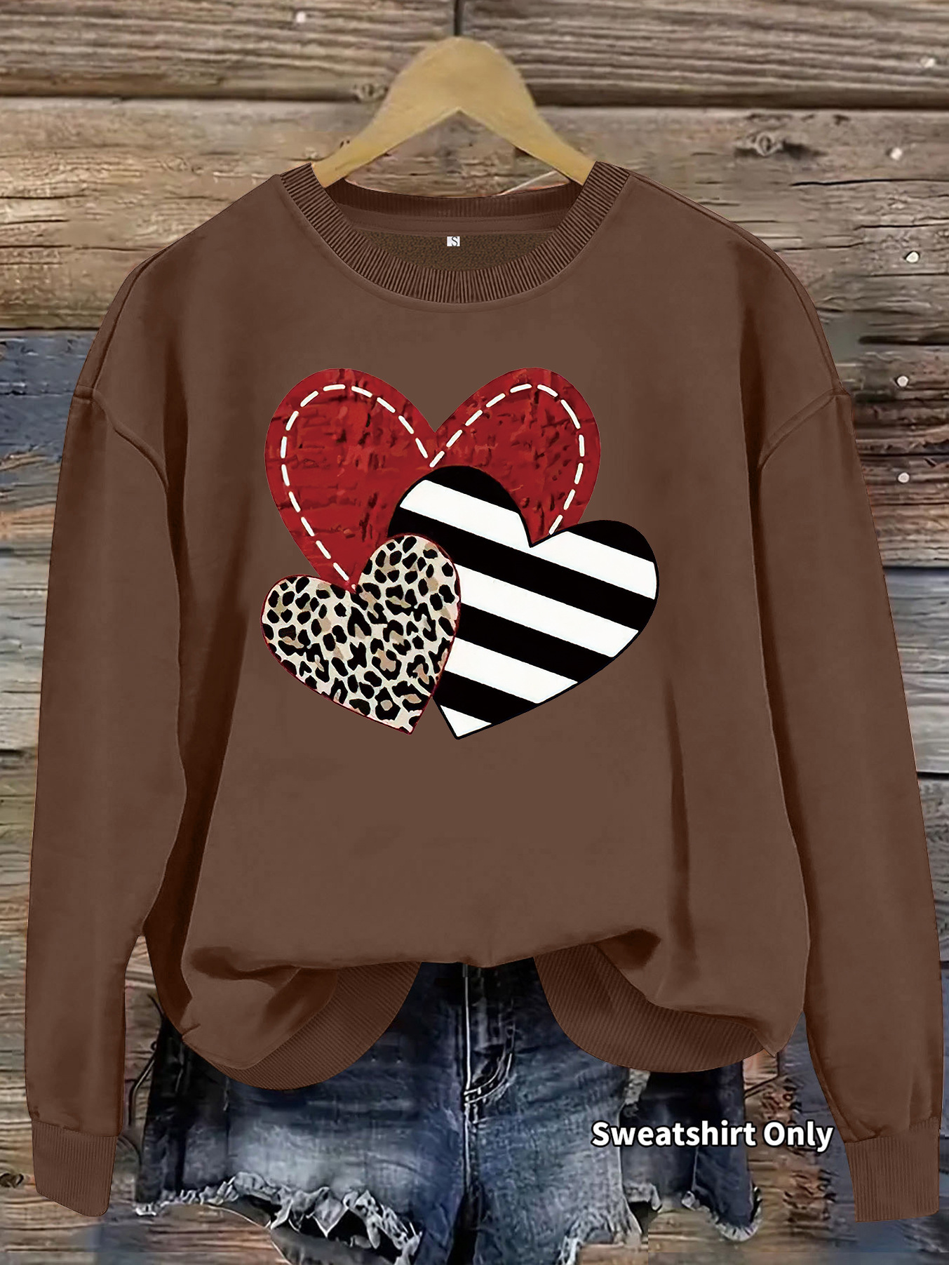 Leopard striped heart-shaped printed sweatshirt — image 13