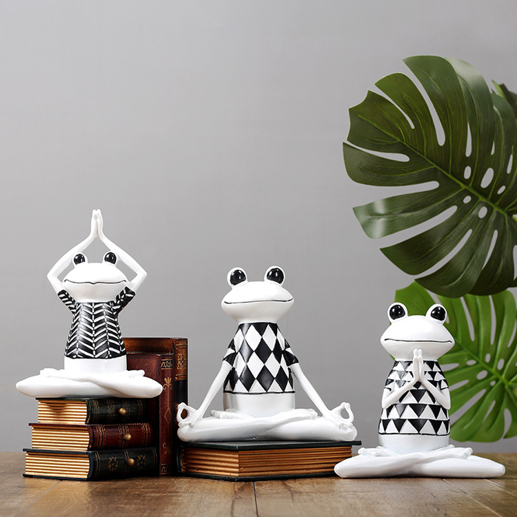 Estatuas de Ranas Yoga Figuras para Meditación y Decoración Ornamentos de Interior de Resina para Salón, Habitación, Oficina, Domicilio — imagen 3