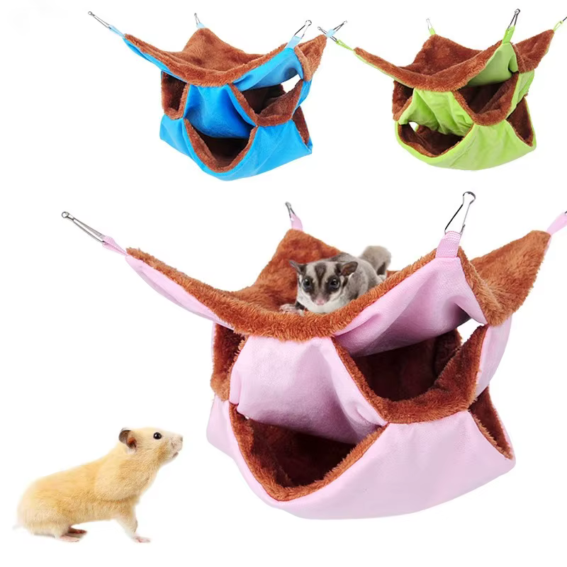 Hamaca de Colores sólidos para invierno - Dos capas gruesas y acogedoras para conejos, hamsters, ratones, erizos, cometas y otros pequeños animales — imagen 3