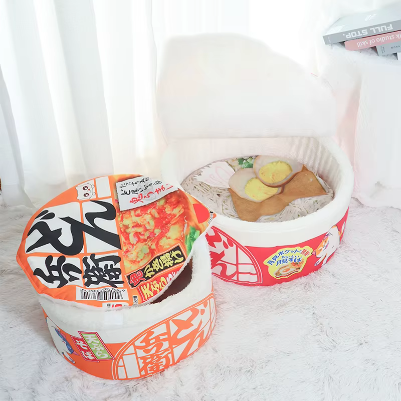 Pet Dog Cat House Kennel Super Large Instant Noodle Warm Dog Cat Nest Beds Cushion Udon Cup Noodle Pet Bed Cozy Nest — image 5