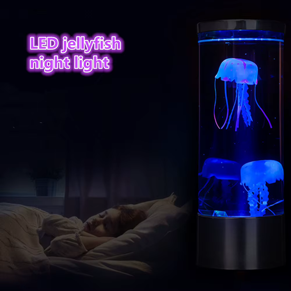 USB Power Jellyfish Mood Desk Bedside Lamp Fantasy Aquarium Hypnotic Color Changing Kids LED Night Light Home Decor — image 2