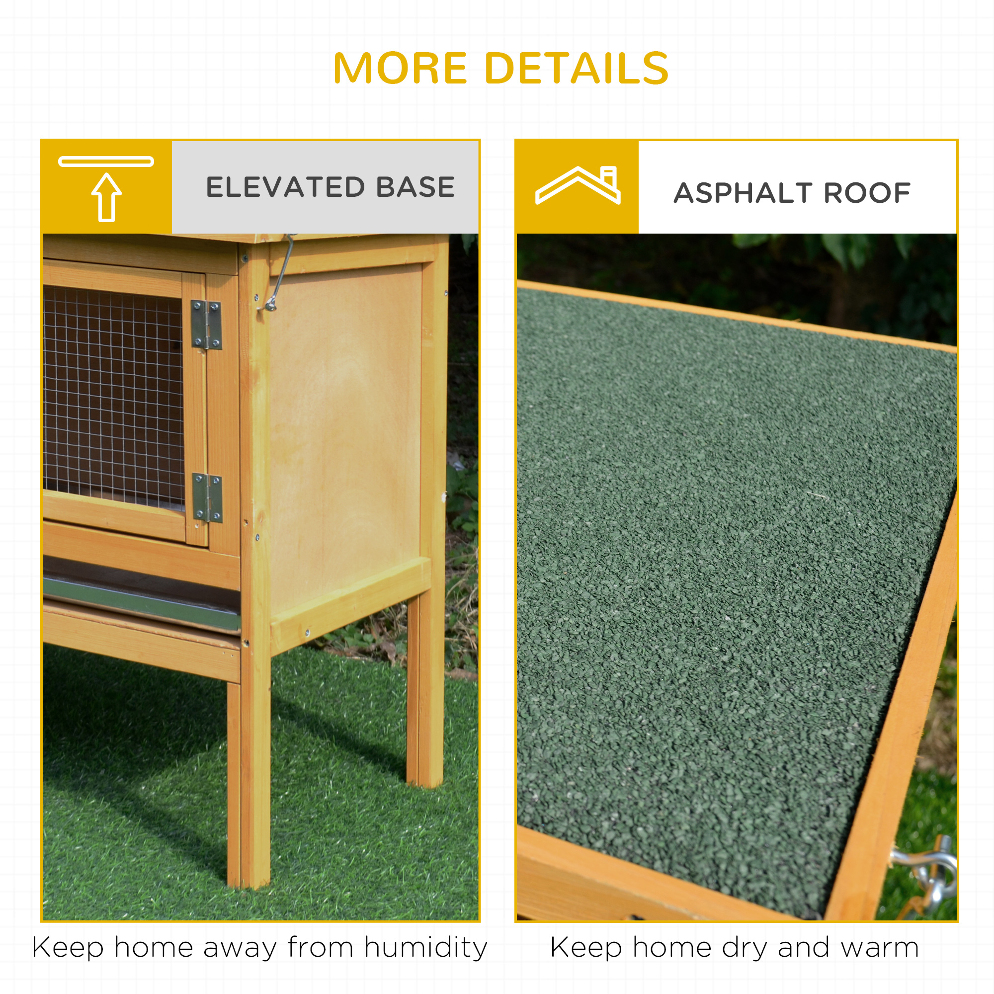 Casa para Conejos de Madera con Techo Impermeable y Accesoros, Adecuado para Conejos, Pollos, Patos, Interior/Exterior — imagen 3