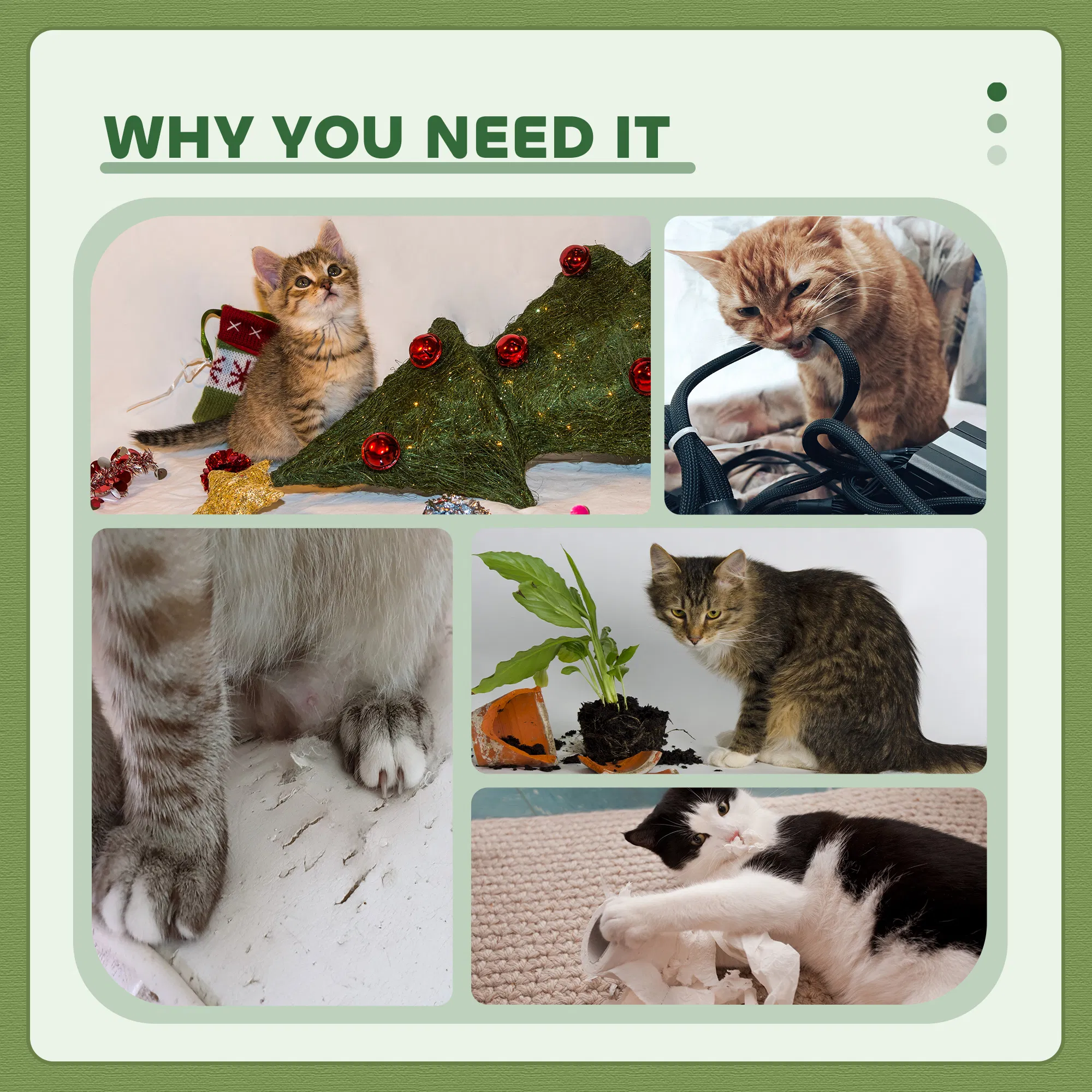 47" Tall Cat Tree Tower with Condo, Ladder, Scratching Posts and Hanging Ball, Green — image 5