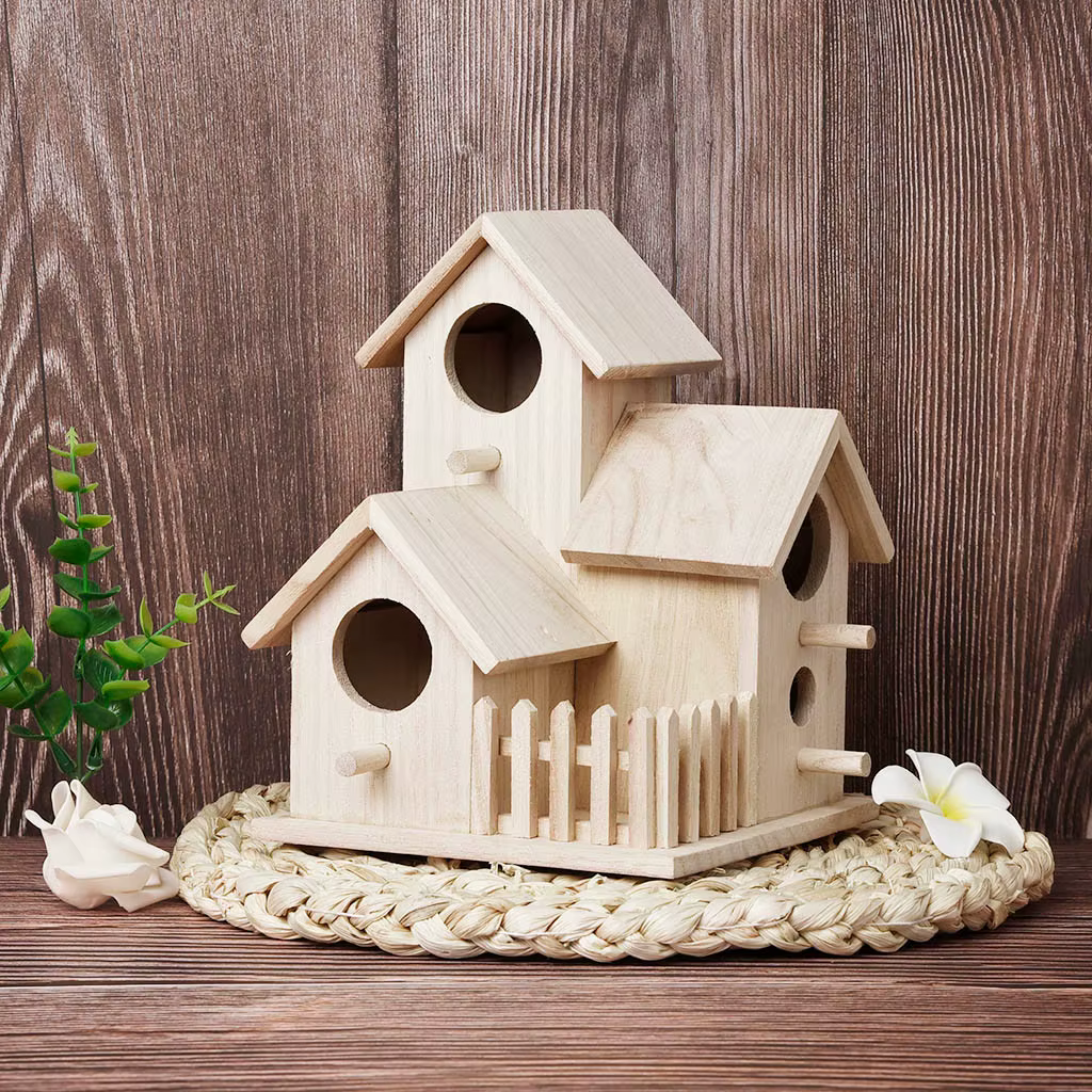 Wooden Mini Bird Cage Outdoor Hanging Birdhouse Box Garden Bird Cages Home Yard Decoration Bird Products Wooden Bird Parrot Nest — image 4