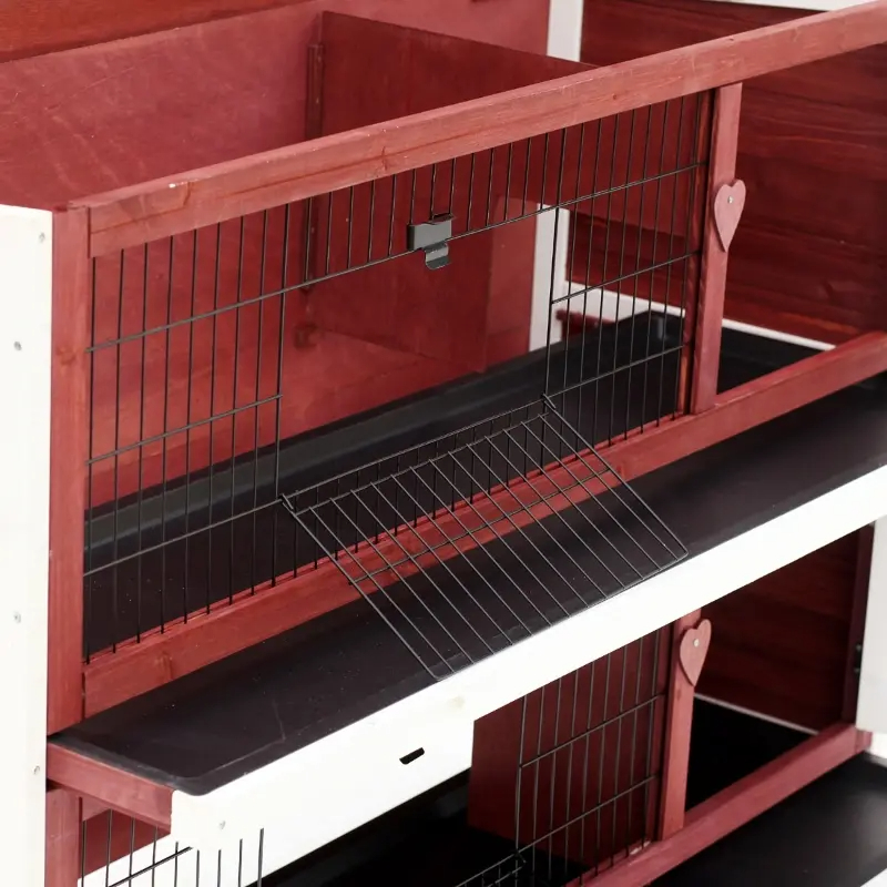Conejera Grande de 2 Niveles de 54", Casa para Mascotas, Hábitat para Animales Pequeños con Puertas con Cerradura — imagen 5
