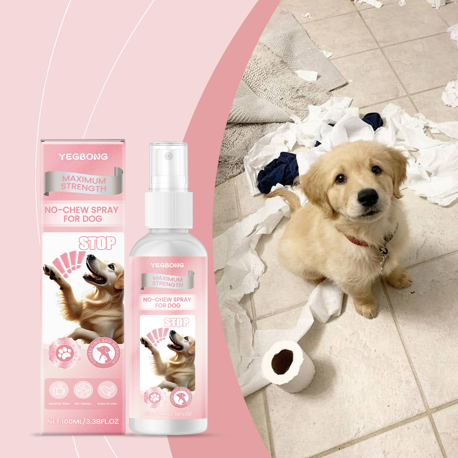 No Chew Spray For Dogs, Anti Chew Deterrent Spray To Stop Pets From Destroying Furniture, Safe With Glycerin & Mint Extract, 100ml — image 1