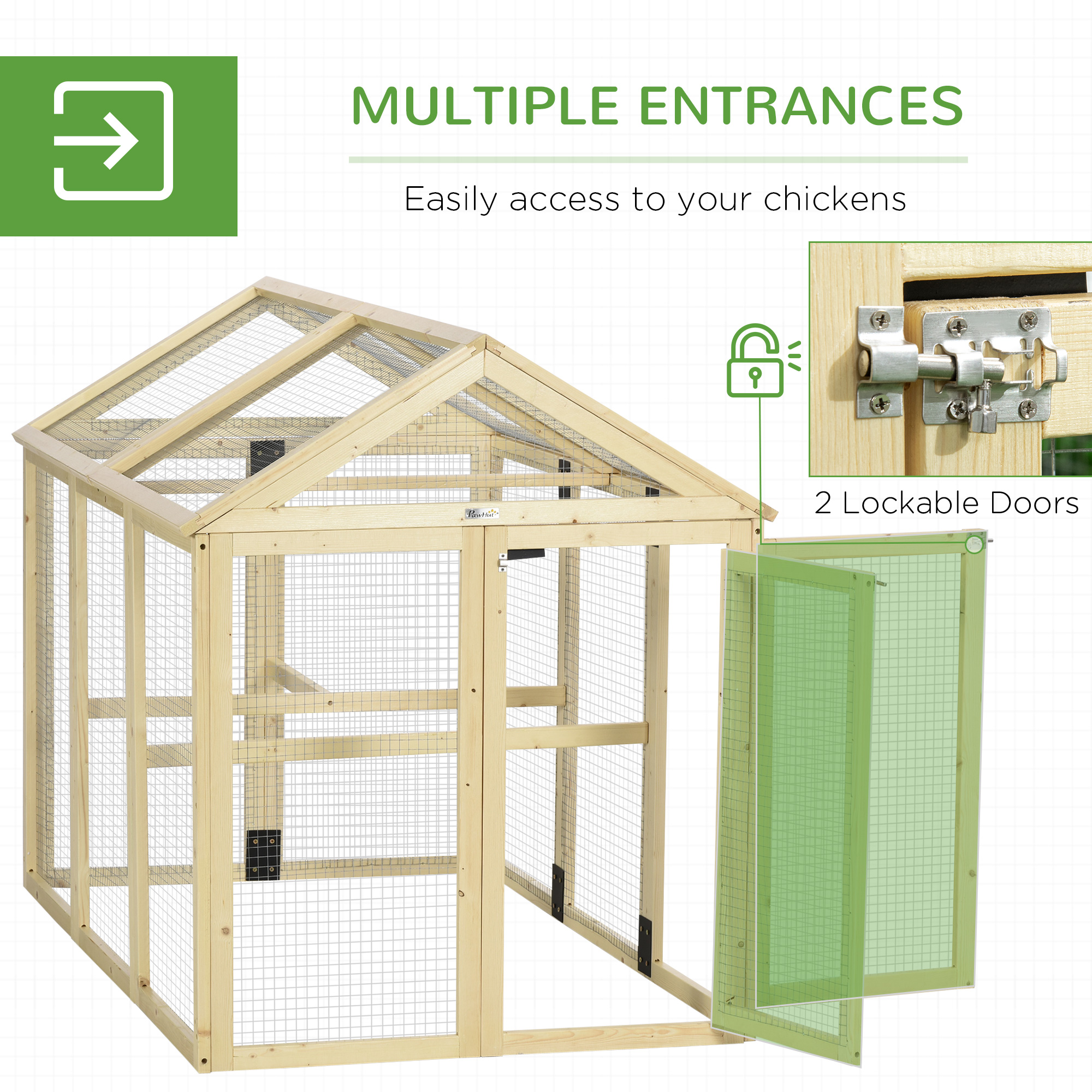 Wooden Chicken Run, Combinable Design with Perches, 4.6 x 2.8, Nature Wood — image 5