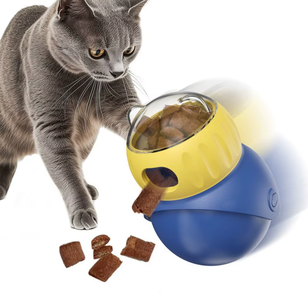 Juguetes de rompecabezas para gatos con dispensador de golosinas ajustable, bolita de enriquecimiento resistente, alimentador lento interactivo, juguetes de ejercicio y persecución — imagen 1