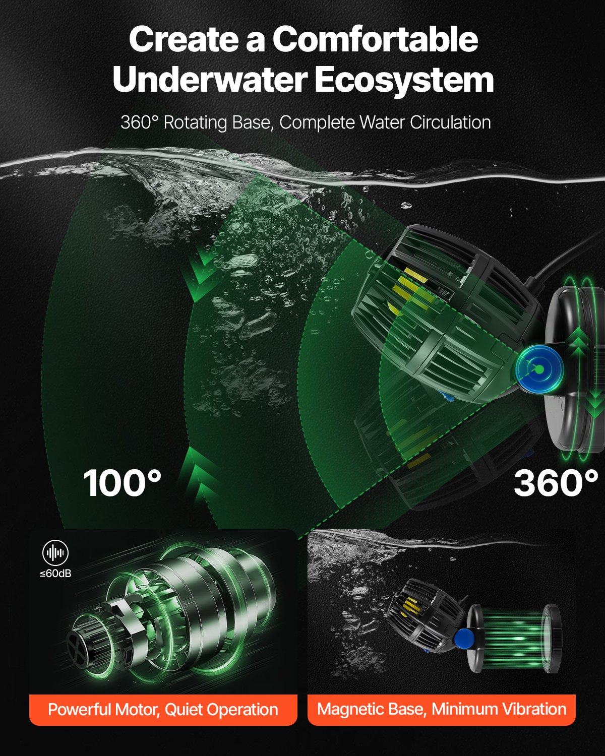 Generador de Olas para Acuario con Controlador, Bomba de Cabezal 10W DC 24V con Base Magnética — imagen 3