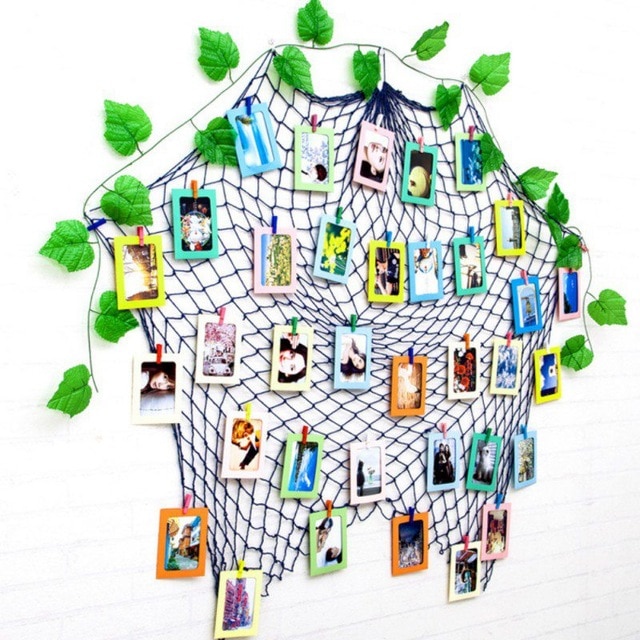 DIY Hanging Picture Photo Frame Display with Clip and Fishing Net Rope Wall Decor Props Wall Decor Photo Frame Set — image 9