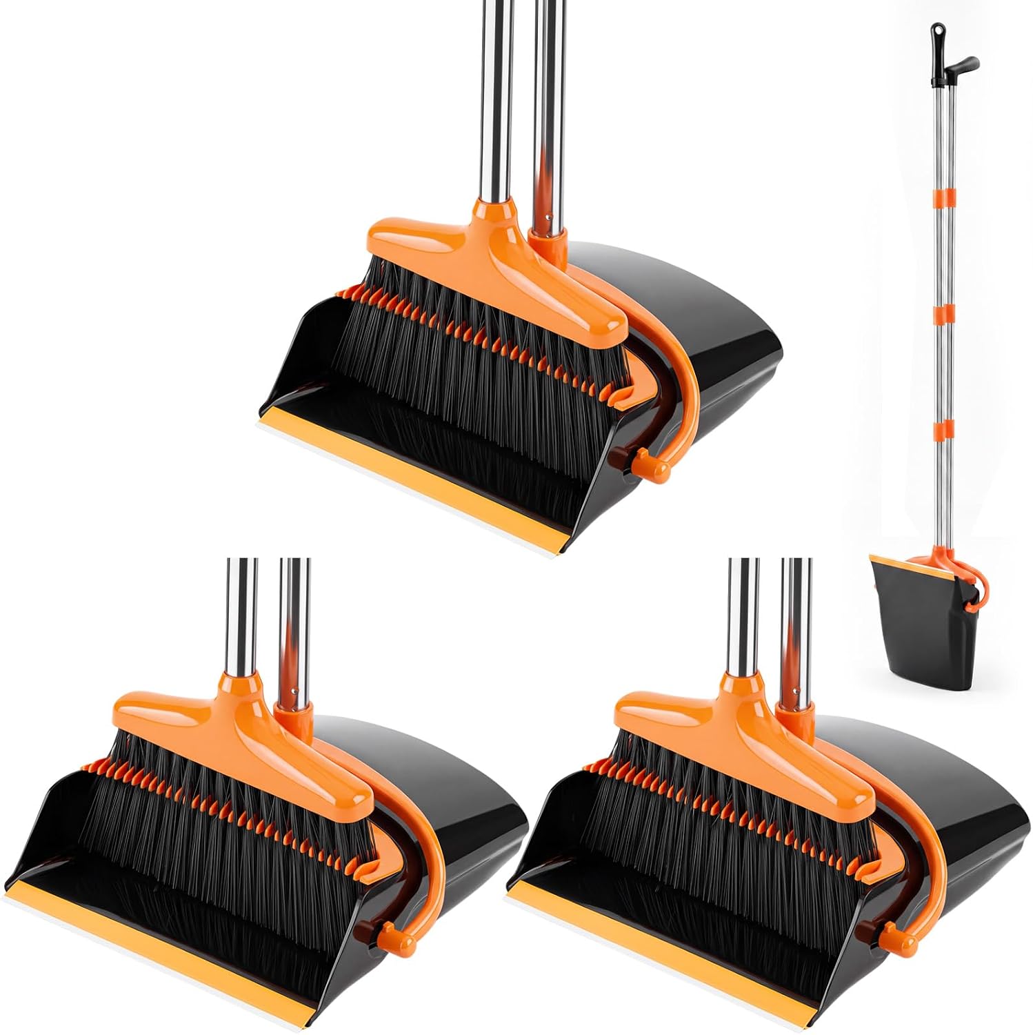 Broom And Dustpan Set, 54.33 Inches Long Handle, Upright Dustpan With Lightweight Stainless Steel Rod, Upright Dustpan, Suitable For Various Scenarios Such As Kitchen, Office And Cleaning Pet Dog Hair — image 7