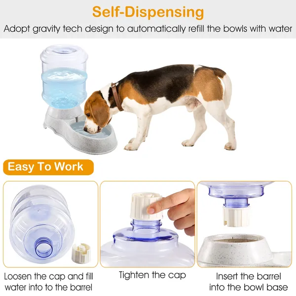 Dispensador de Agua para Mascotas de 1 Galón, Autoservicio por Gravedad, Bebedero Automático para Gatos y Perros — imagen 2