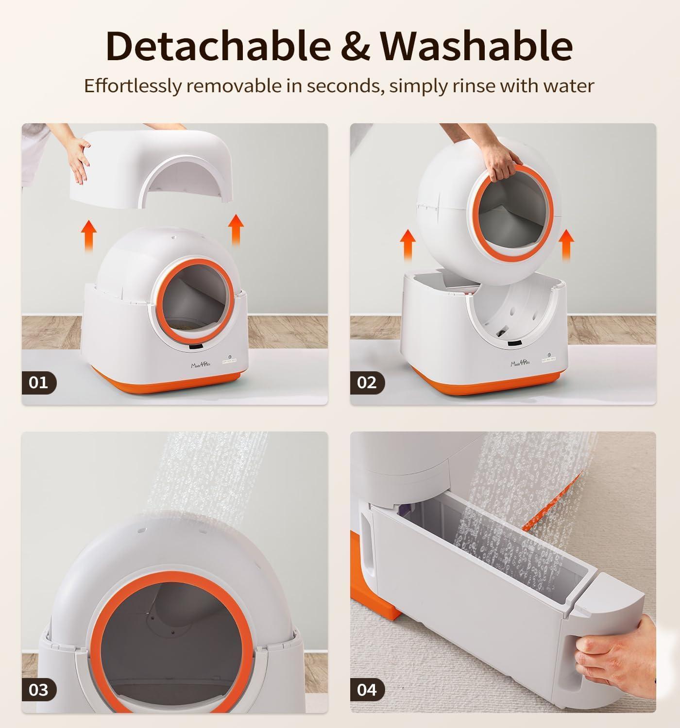 Caja de Arena Automática para Gatos, Control Inteligente por Aplicación, Desodorizante, Sensor Infrarrojo, Adecuada para Múltiples Gatos — imagen 12