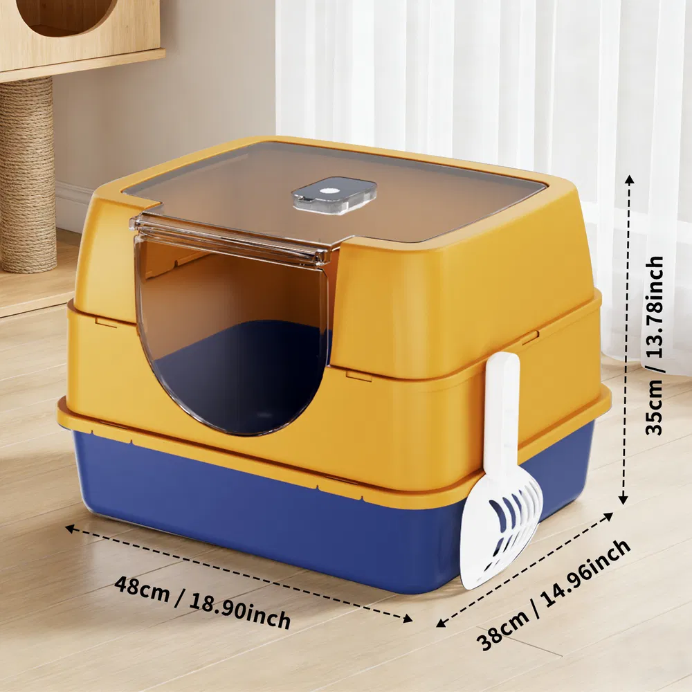 Caja de Arena Galaxia para Gatos Naranja, Acristalada con Sellado Total contra Olores y Arena Escurridiza, Estable y Duradera, Ideada para Familias de Mascotas en Todo el Mundo — imagen 6