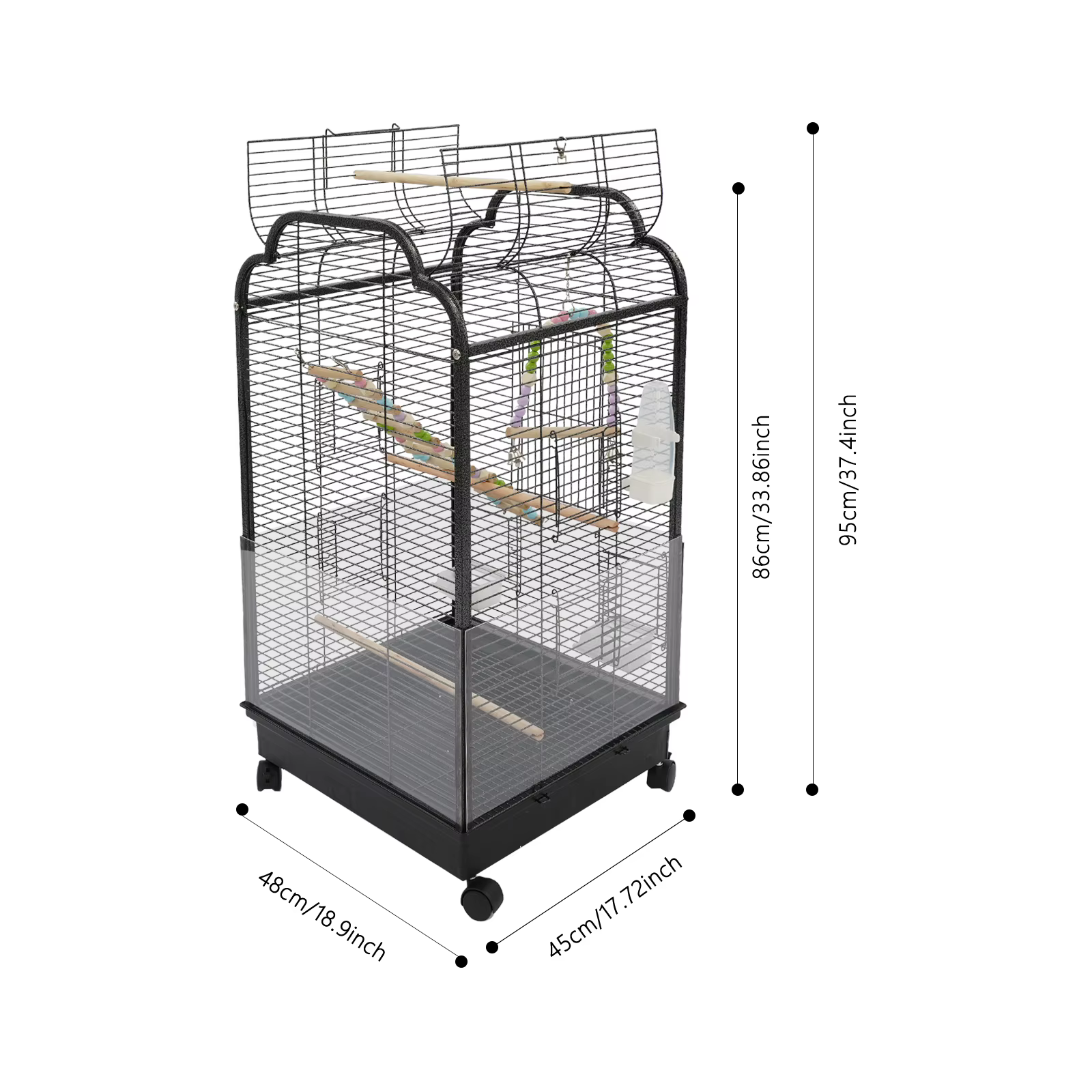 Casa para Pájaros de Hierro Grande con Techo Doble y Caja Retirable para Cacatúas Budgies y Loros — imagen 7