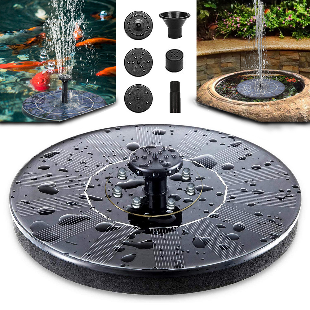 Solar Fountain Outdoor Pool Flowing Water Floating Fountain Power Storage Fountain with Lights Bird Bath Fountain Garden Decoration — image 2