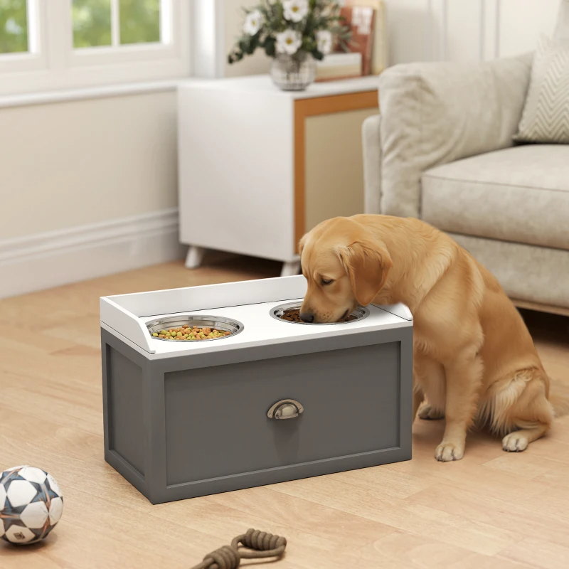 Pet Feeding Station Pet Dish Bowl Set With Storage, 2 Elevated Dog Bowls For Large Sized Dogs, Gray — image 5