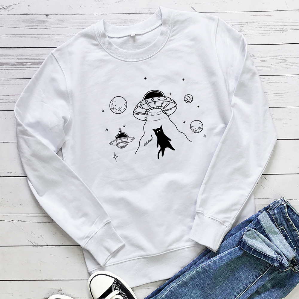 UFO alien spaceship cat print hoodie — image 3