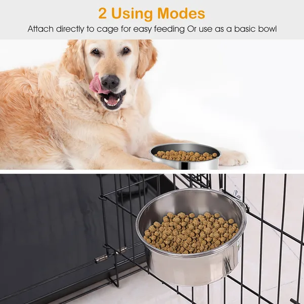Bol de Alimento para Perros en Acero Inoxidable - Comida y Agua Suspendido con Suporte Fijo — imagen 3