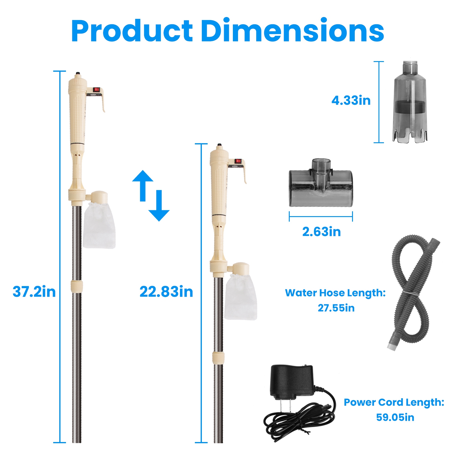 Kit Limpiador Eléctrico Multifuncional de Grava Para Acuario, Longitud Ajustable, Aspiradora Automática Para Pecera, Cambio de Agua, Lavado de Arena y Eliminación de Suciedad — imagen 8