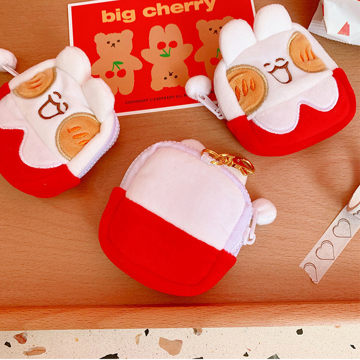 Cute Plush Shy Rabbit Bread Rabbit Super Headphone Bag Pendant Plush Toy Schoolbag Ornament — image 3