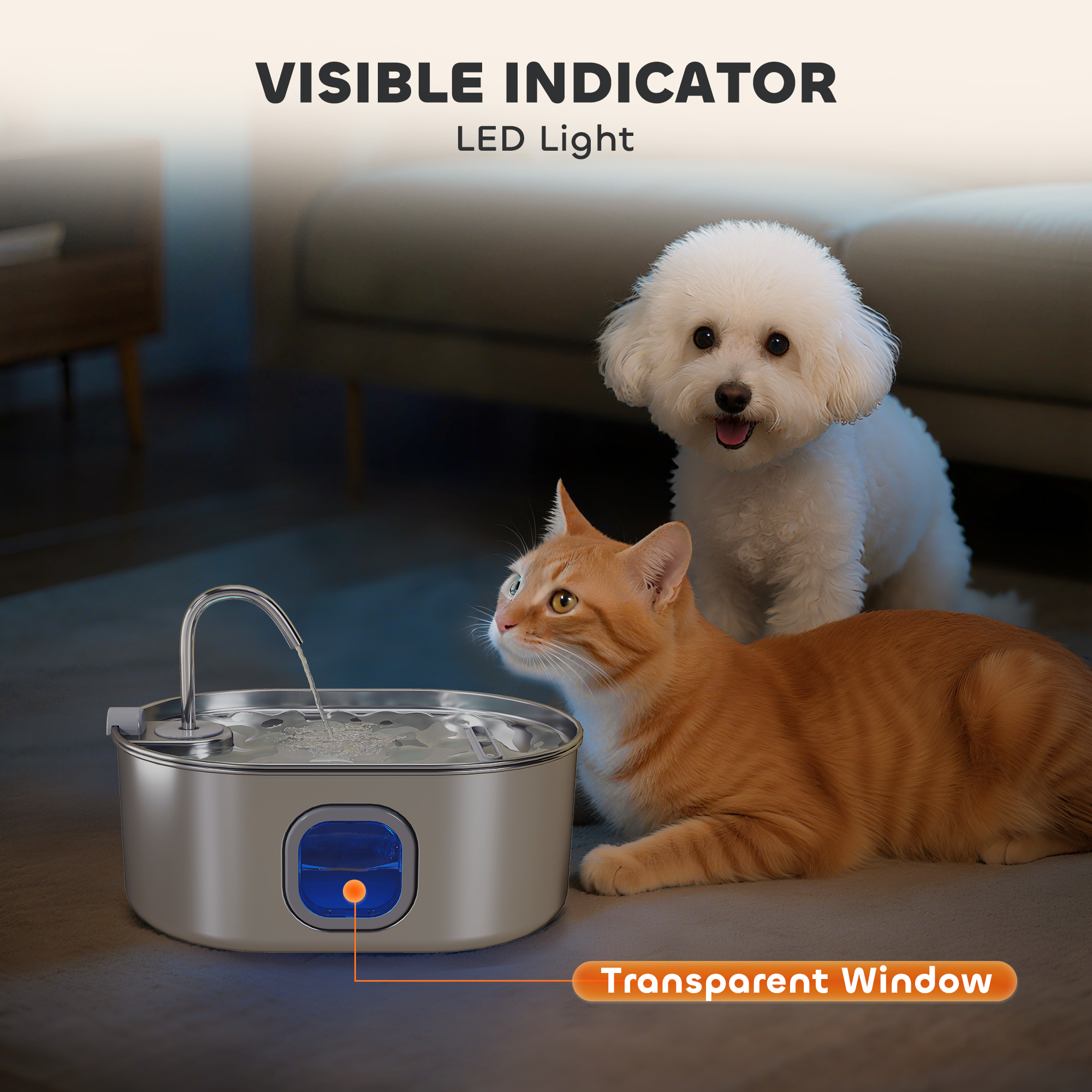 Fuente de Agua para Gatos de Acero Inoxidable de 7L con Filtros, Bomba Ultra Silenciosa, para Gatos, Perros y Hogares con Múltiples Mascotas — imagen 5