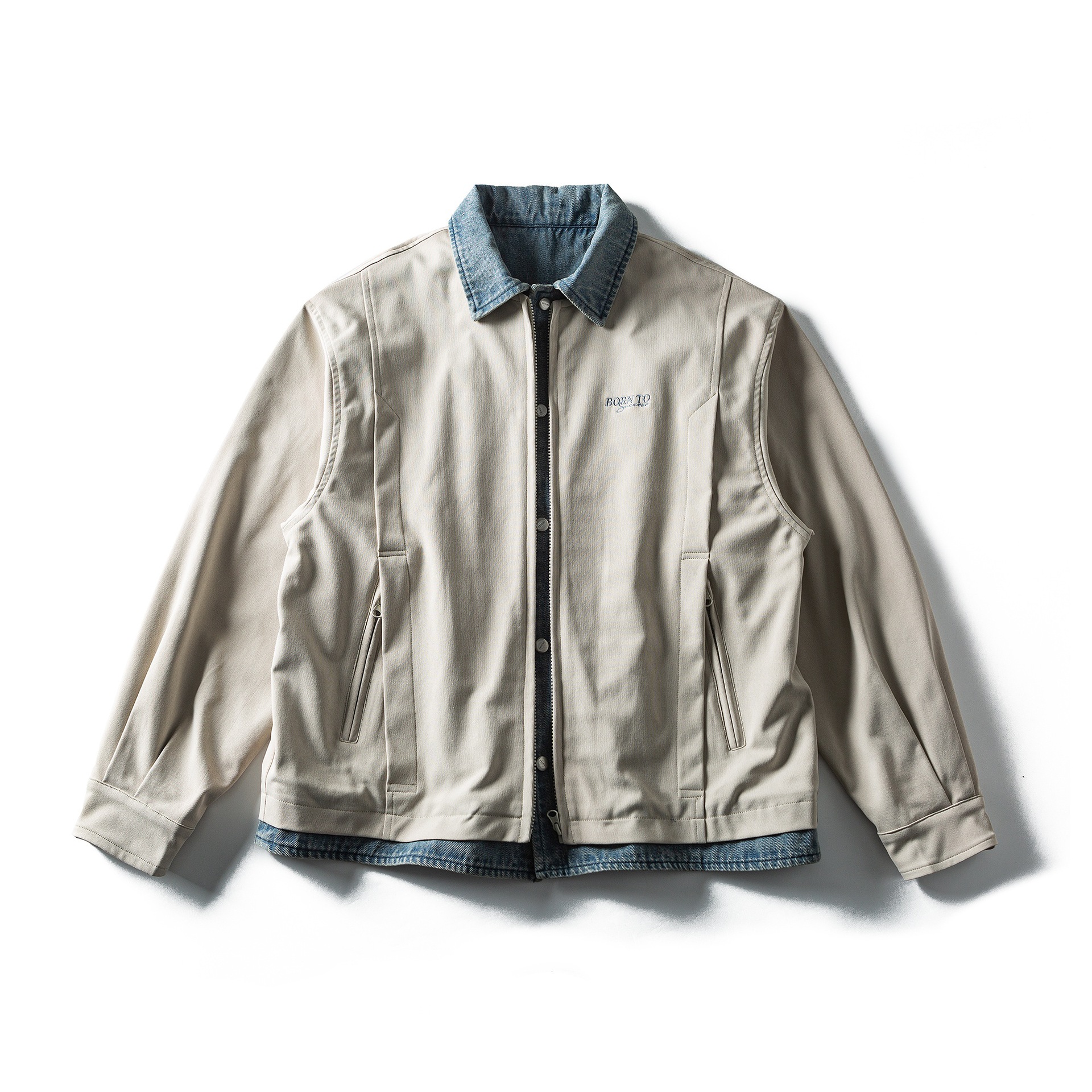 Color-Blocked Denim Fake Two-Piece Loose Versatile Barn-Style Jacket — image 4