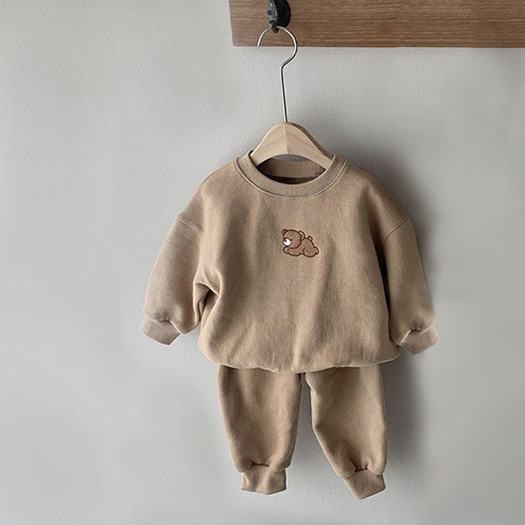 Children's Clothing Set for Boys and Girls, Embroidered Bear Casual Hoodie Set, Baby Sport Two-Piece Outfit — image 8