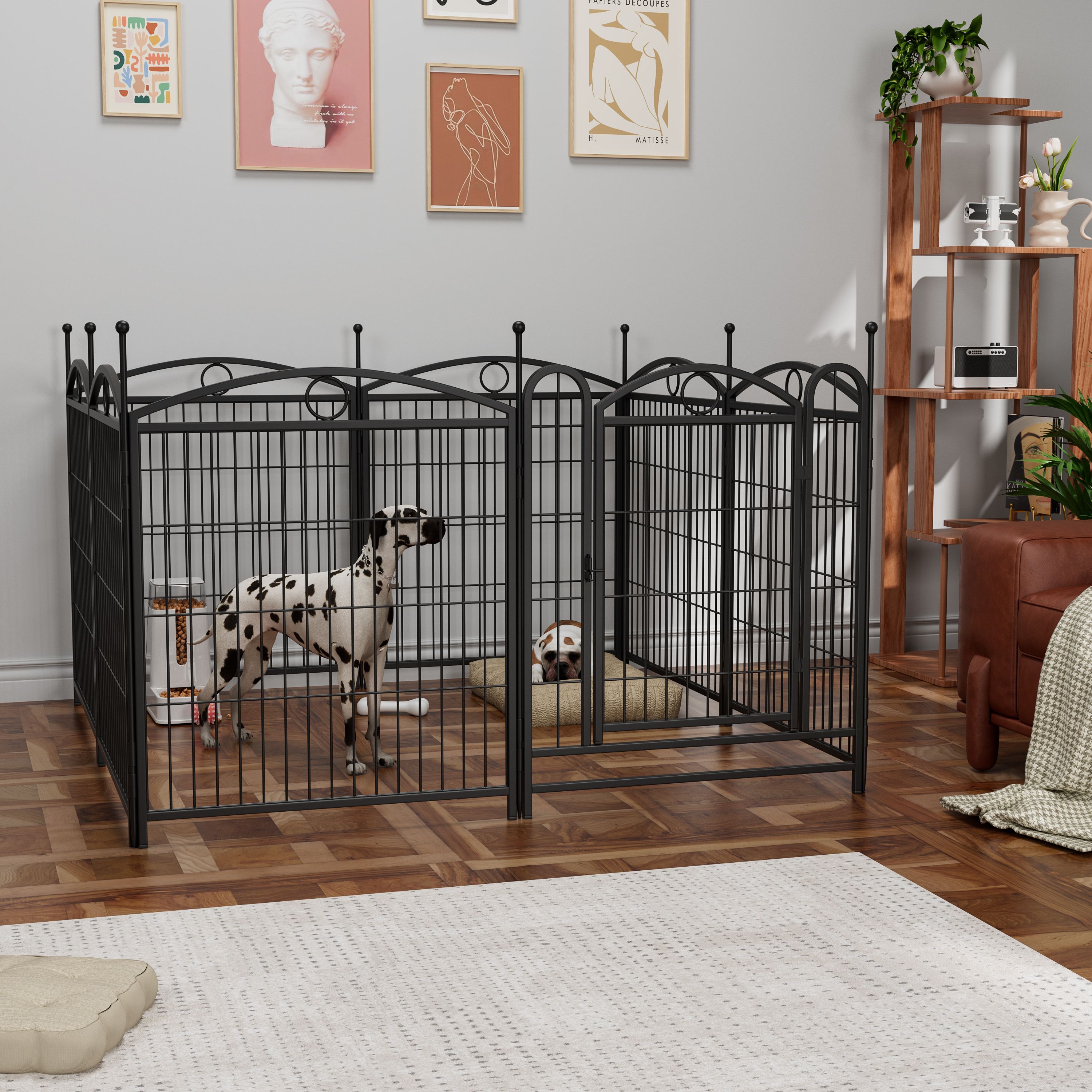 Dog Playpen Indoor 32 inch 8 Panels Metal Dog Pen Pet Dog Fence Outdoor Exercise Pen with Doors, Heavy Duty Dog Fence Puppy Pen for Large Medium Small Dogs Indoor Outdoor Foldable Pet Exercise Pen — image 26