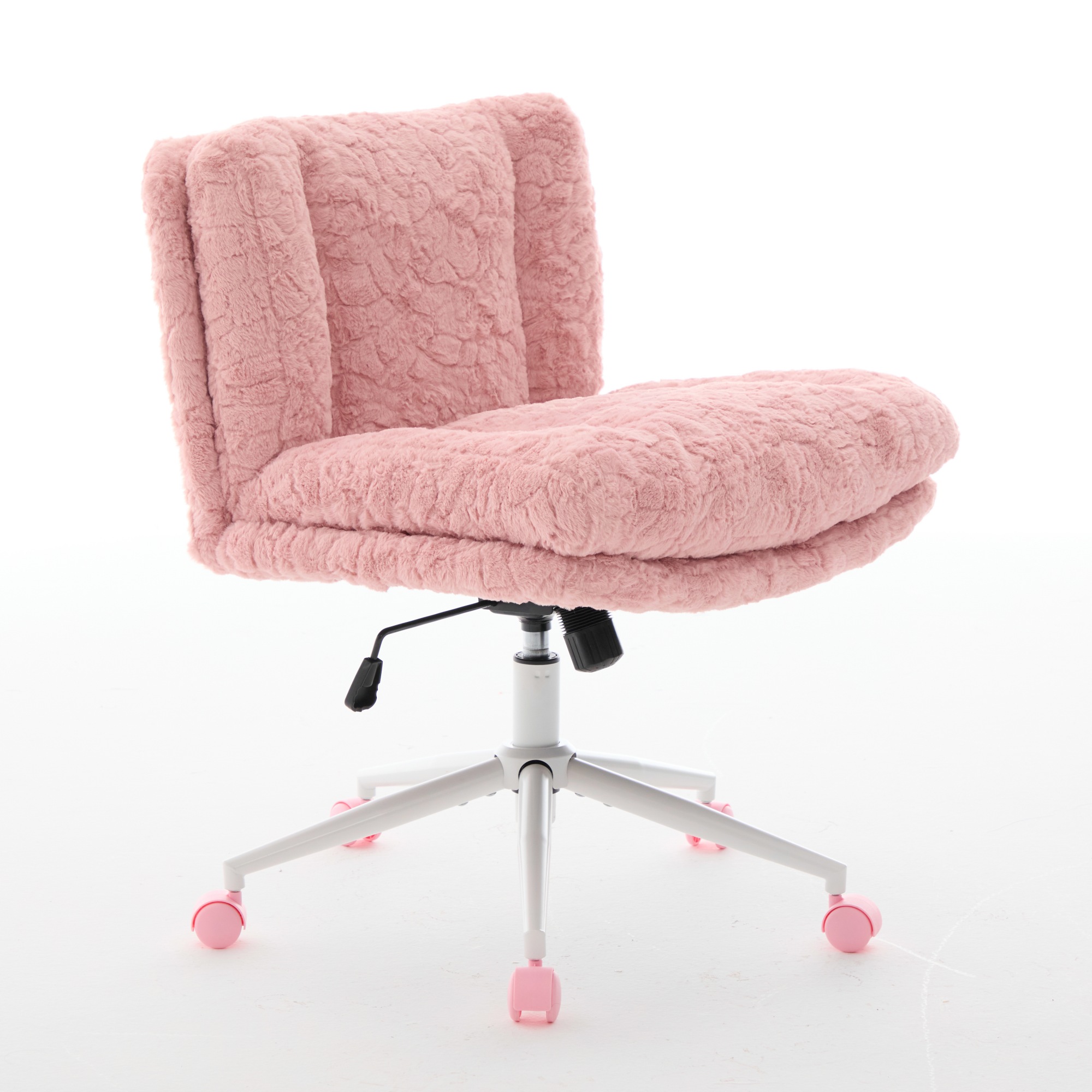 Silla de Oficina con Pelo de Conejo Artificial 26.4 Pulgadas de Ancho de Asiento, Base Metálica Ajustable, Silla para Estudio y Vestidor — imagen 2