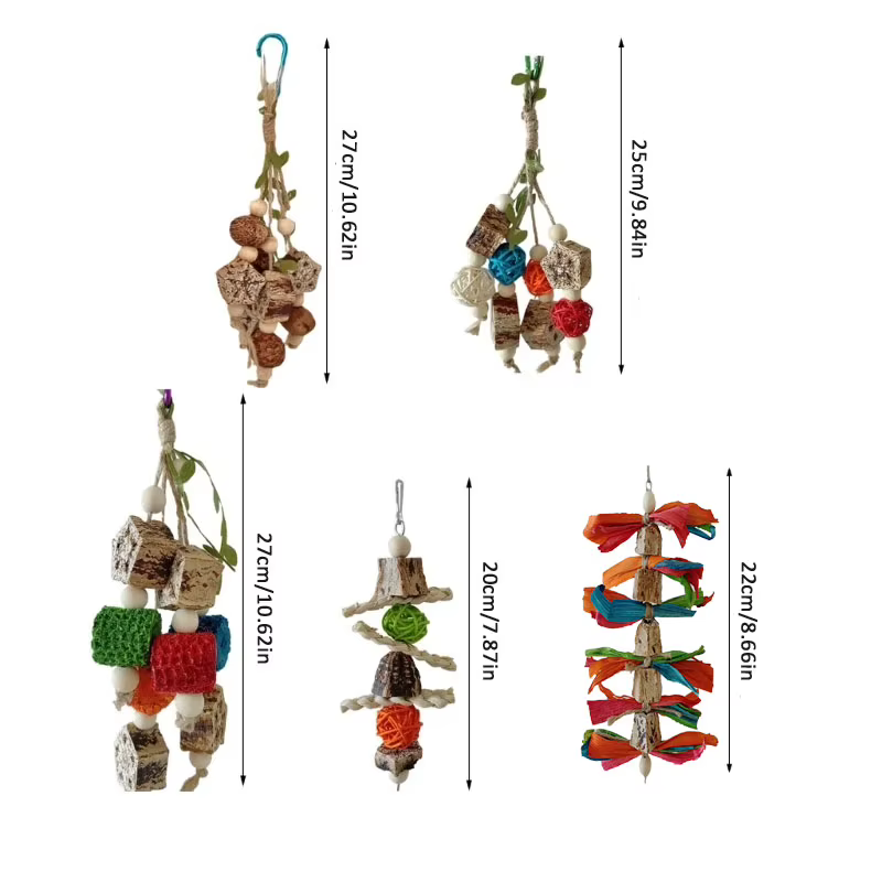 Bird Toys Colorful Hanging Chew Parrot Toys Parakeet Puzzle Training Relief Bite String Cage Decorative Bird Accessories — image 6