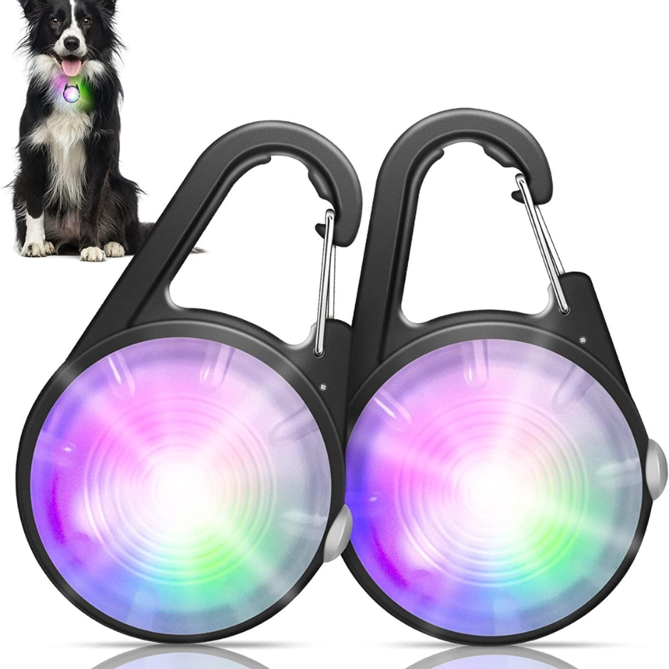 Dog Collar Light, 4 Modes Dog Lights For Night Walking, Rechargeable LED Pet Collar Light For Nighttime Clip On, IP68 Waterproof Pet Walking Accessories-2 Pack — image 1