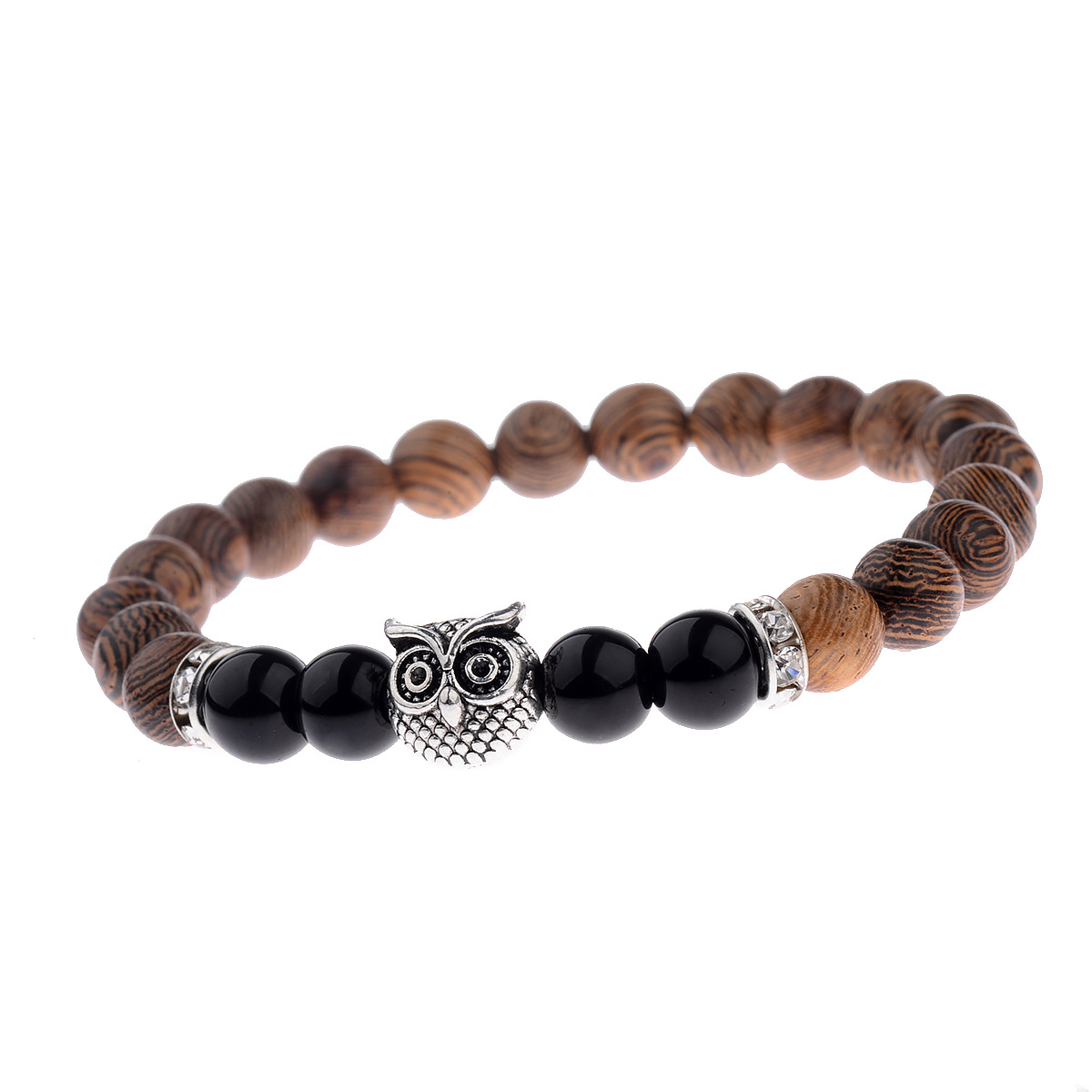Owl frosted stone lifeline wood grain bracelet — image 7