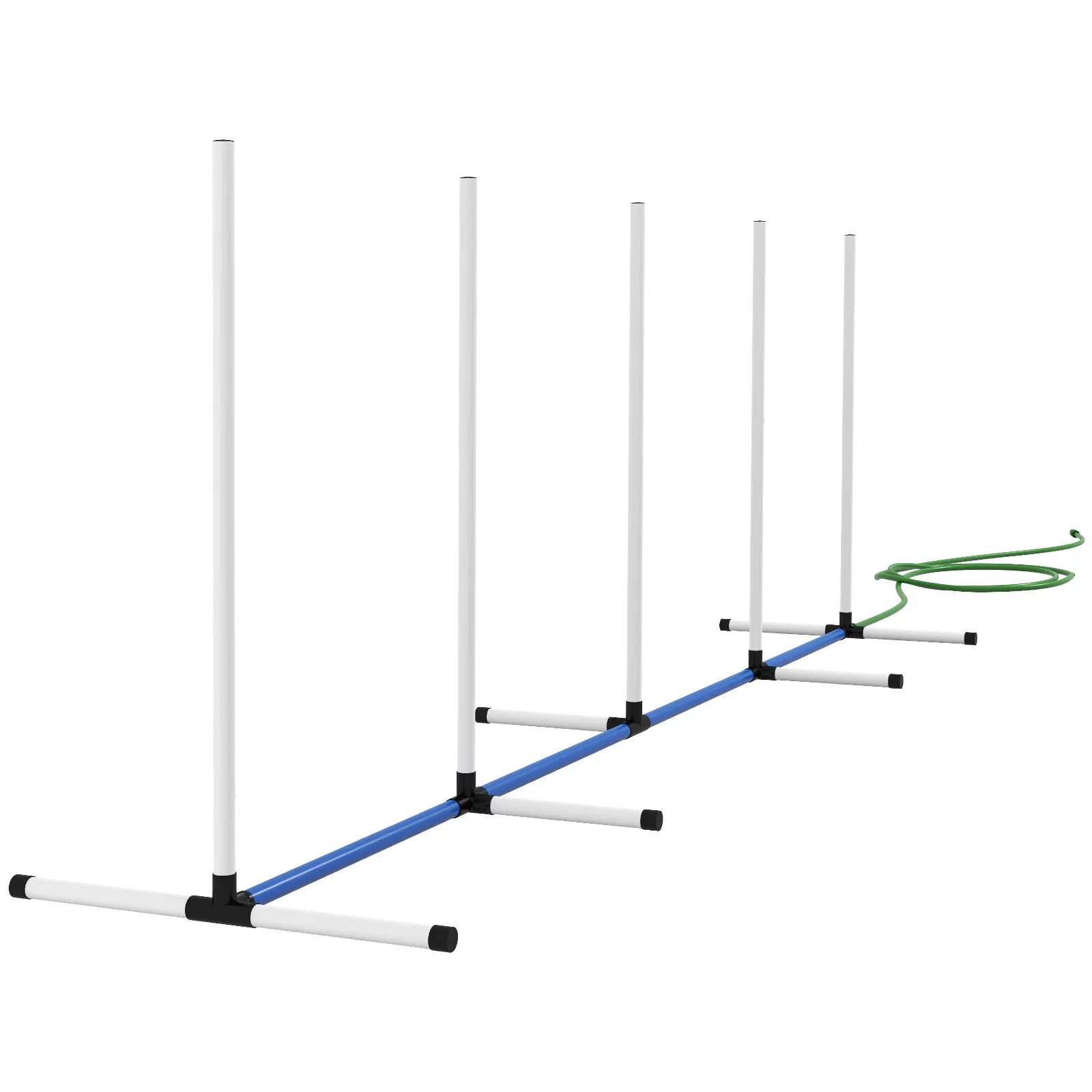 2PCs Dog Agility Kit with Weave Poles, Spray Water Tube, Whistle, Carry Bag, White — image 1