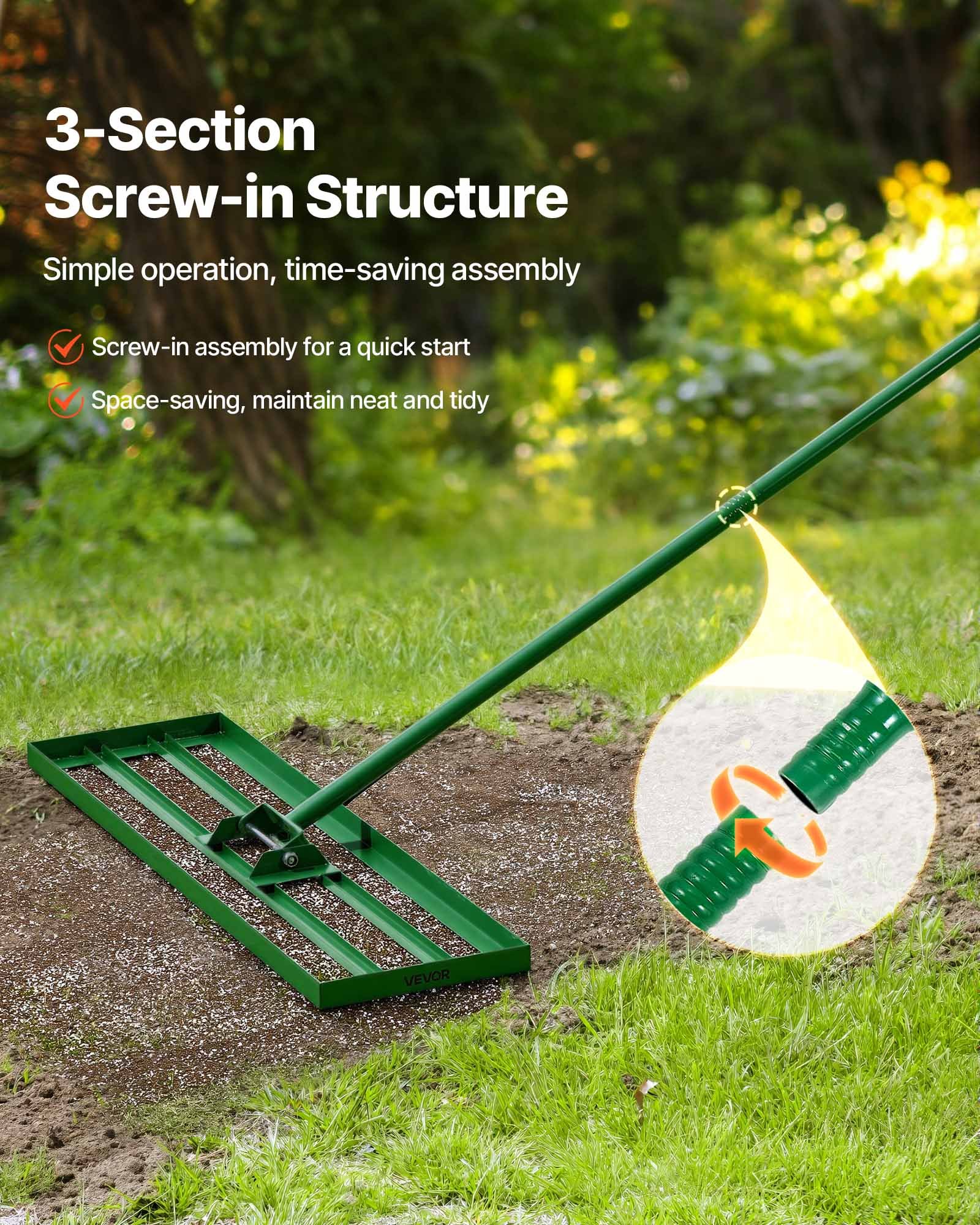 Lawn Leveling Rake, 36"x10" Level Lawn Tool, Heavy-duty Lawn Leveler With 78" Steel Extended Handle, Yard Leveling Rake Suit For Garden, Golf Lawn, Farm — imagen 2