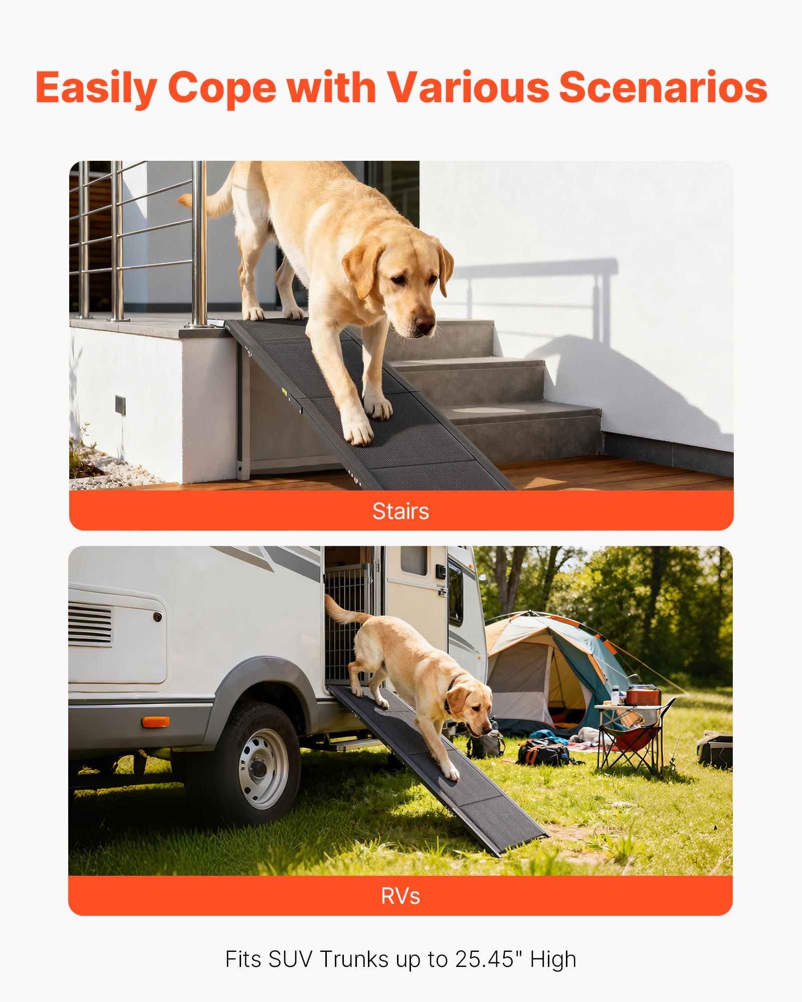 Dog Ramp For Cars, 71" L X 20" W, Folding Pet Ramps For Medium & Large Dogs Up To 250lbs, Pet Stair Ramp With Non-Slip Oxford Fabric Surface, Portable Outdoor Dog Car Ramps For SUV & Truck — imagen 5